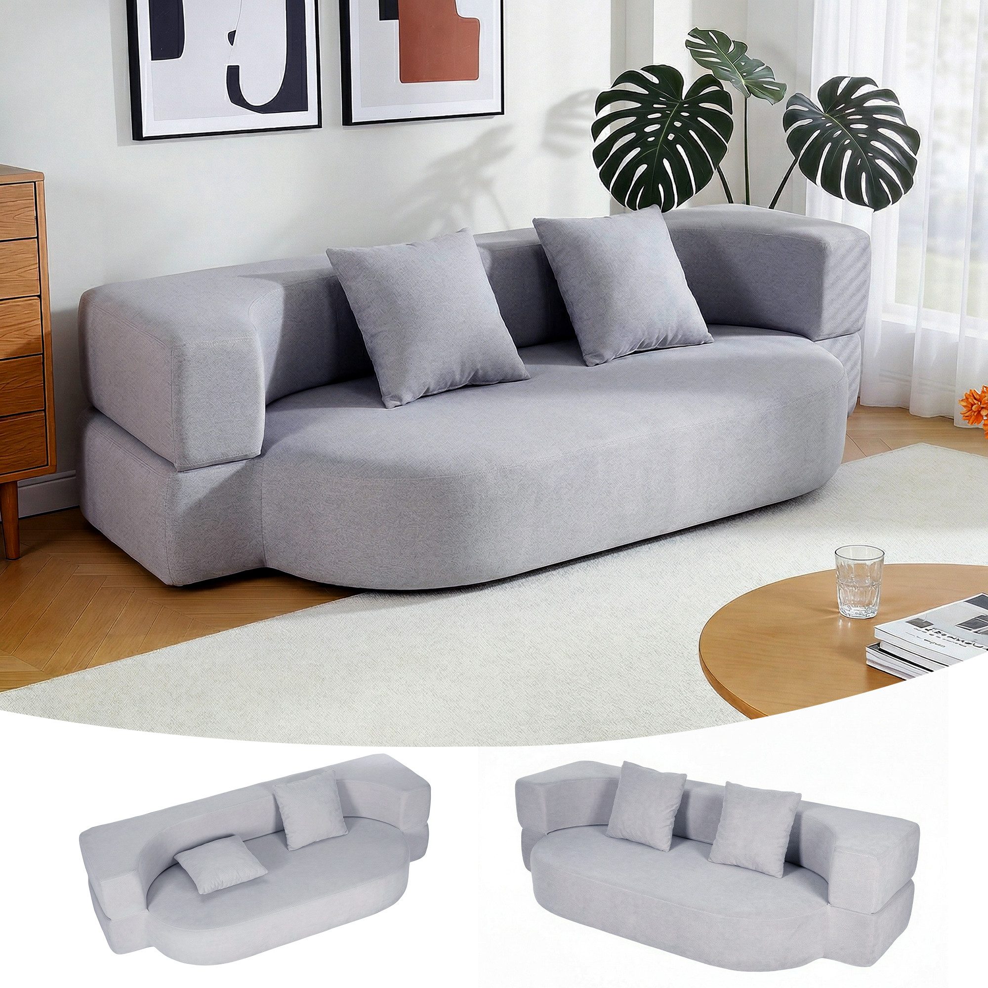 oyajia Schlafsofa Klappbares Knochenloses Schlafsofa mit 2 Kissen,193x81x49CM, 1 Teile, Bodensofa Bed mit Pillow Back Support Armrest - Schlafsofa Klappbar