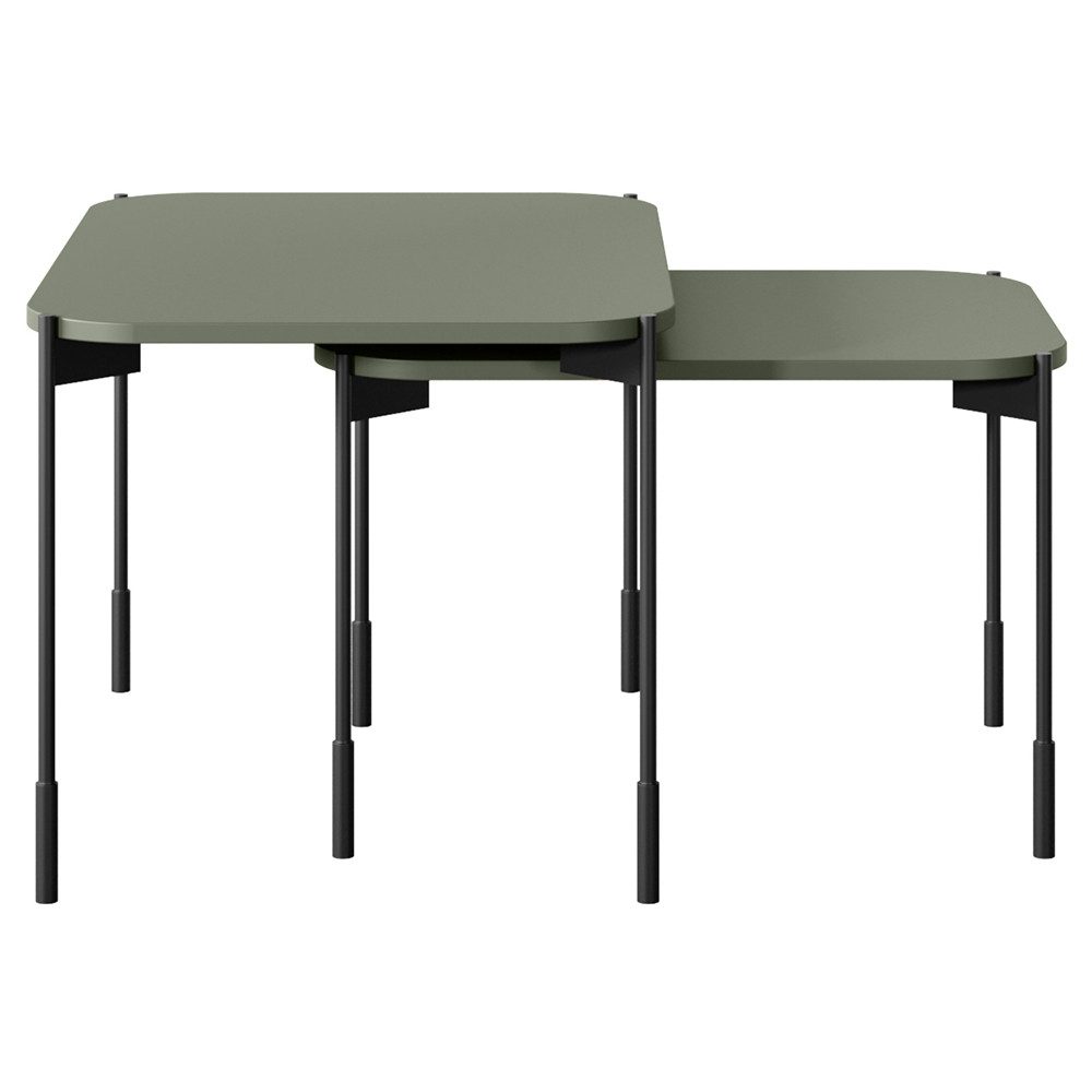 Lomadox Beistelltisch SPLIT-141, oliv grün matt 2er Set 60 und 70 cm breit Tischbeine Metall