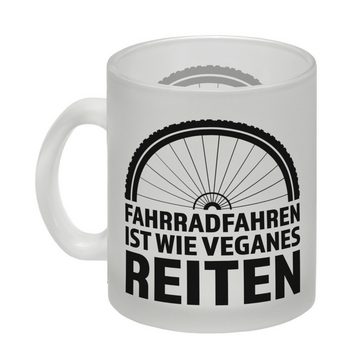 speecheese Tasse Fahrradfahren ist wie veganes Reiten Glas Tasse für Radler