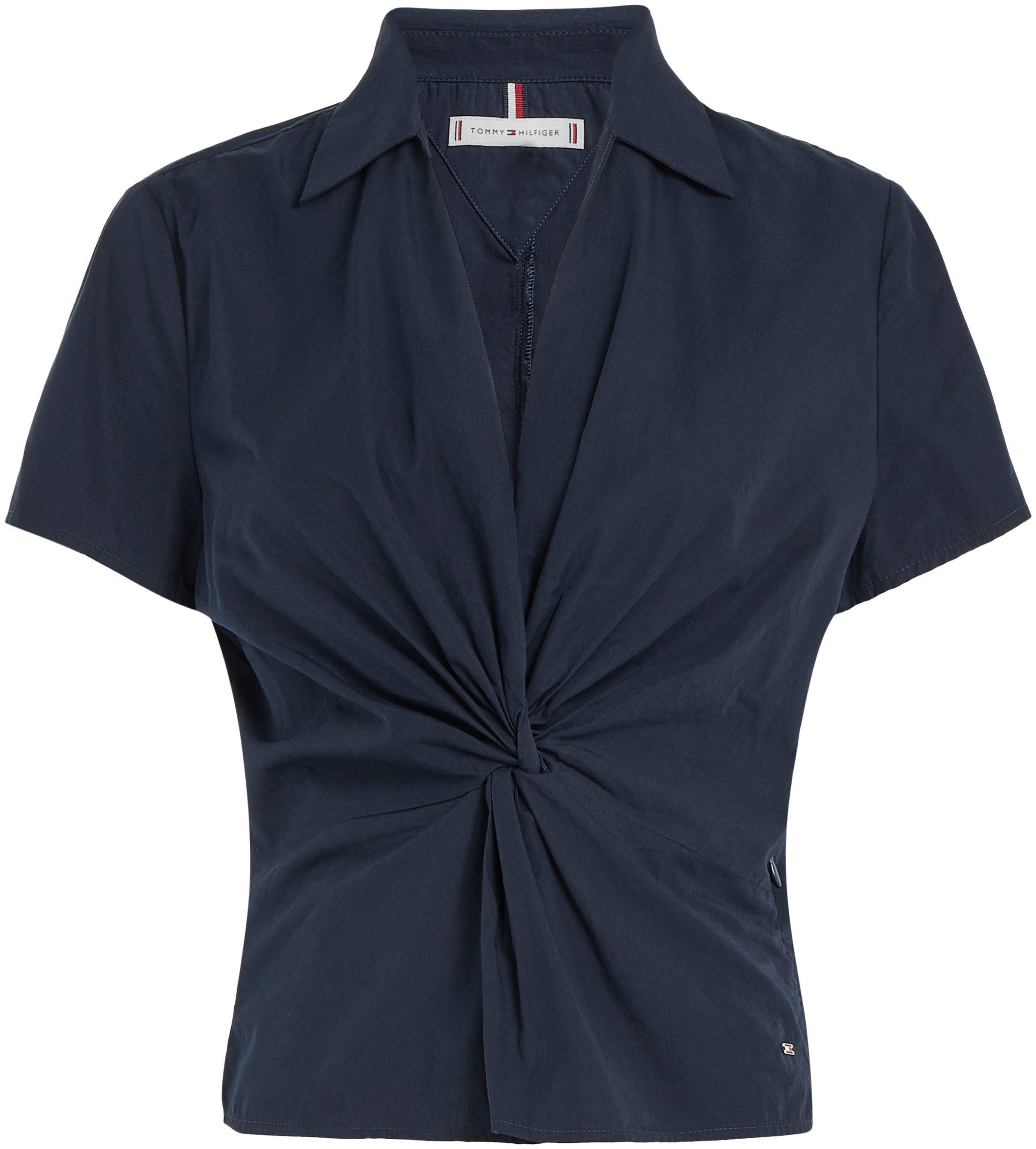 Blusentop TOP SOLID TWIST Taille Tommy der Knotendetail Hilfiger POPLIN mit SS modischem in