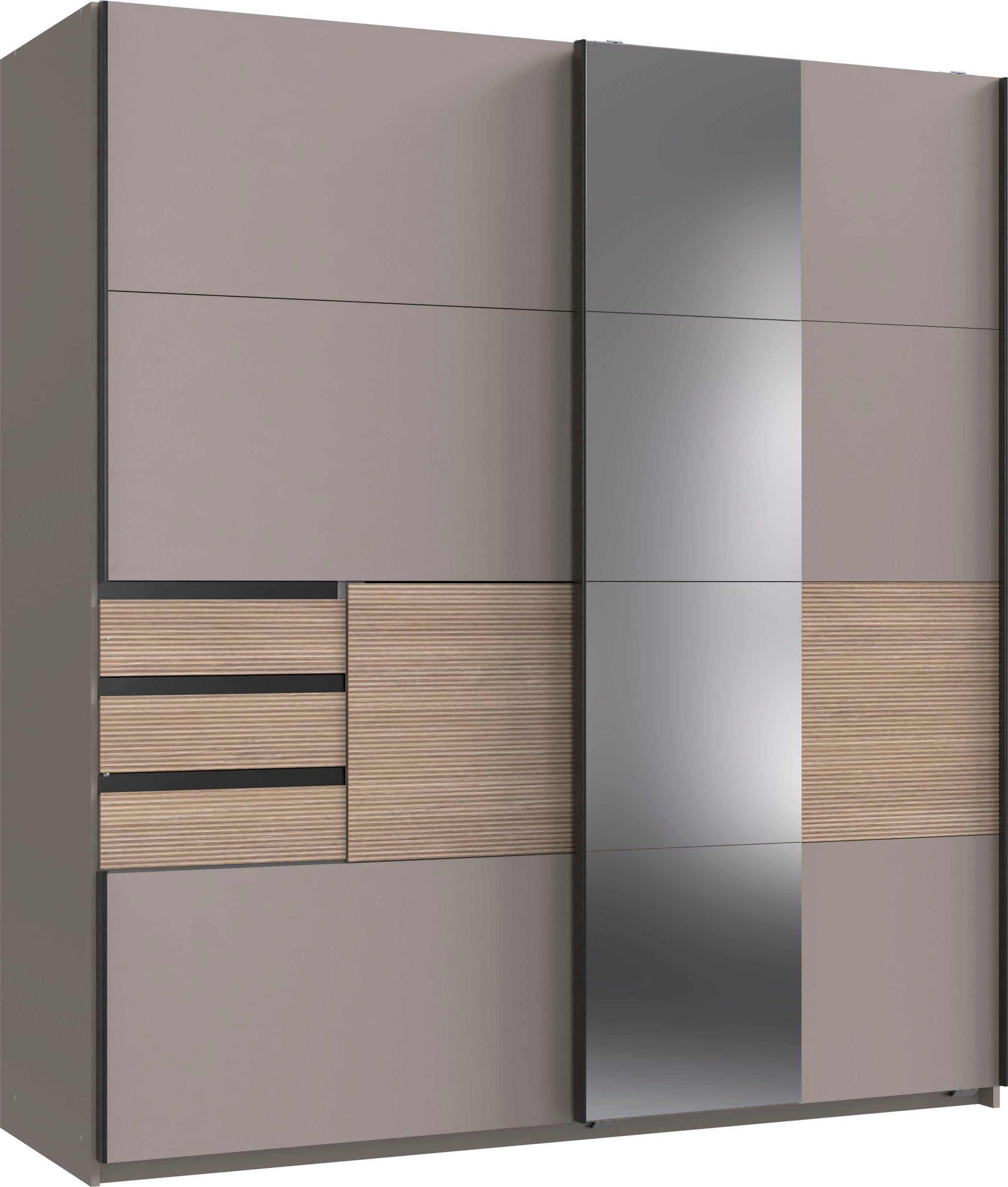 Wimex Schwebetürenschrank Bremen in der Breite 180cm, wahlweise mit Spiegel mit moderner Multiplex Optik, inkl. Schubladen
