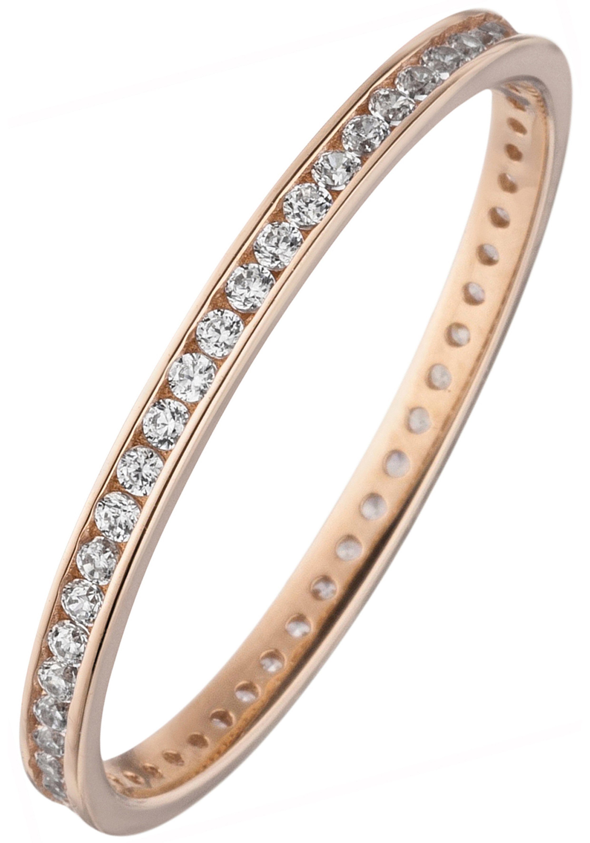 JOBO Fingerring, schmal 333 Roségold mit Zirkonia rundum günstig online kaufen