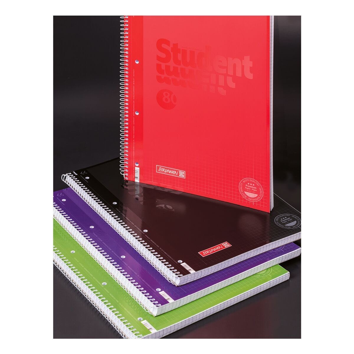 BRUNNEN Collegeblock Student Colour Code, A4, beidseitiger Rand, gelocht, mit Mikroperforation und Ausreißhilfe