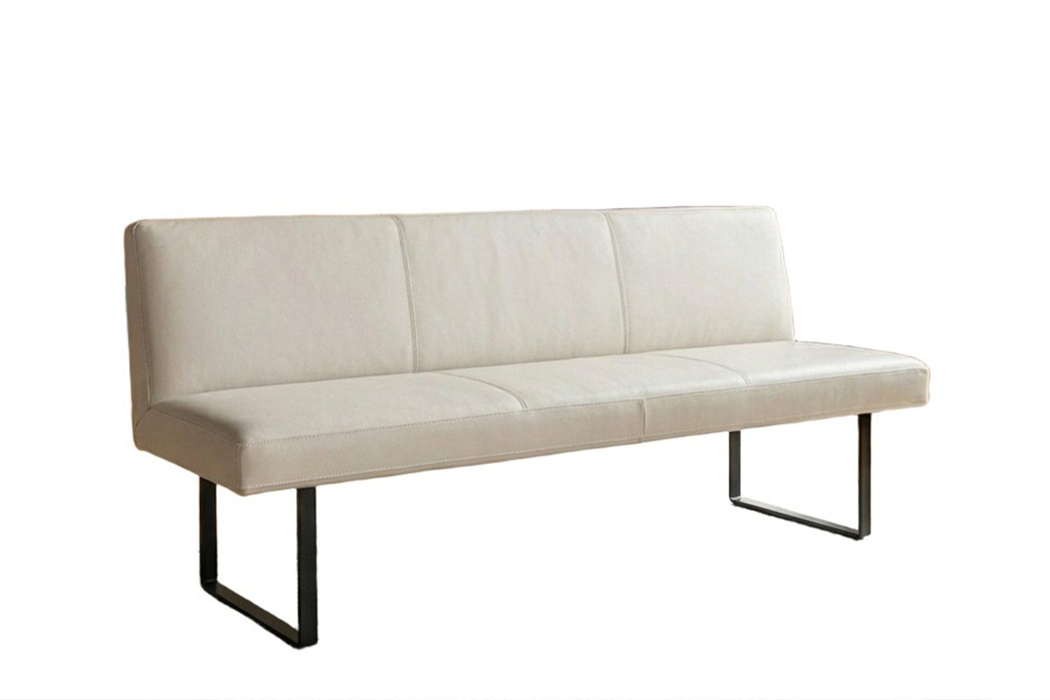 KAWOLA Sitzbank ELEEN Esszimmerbank Leder pigmentiert – modernes Design, 183 cm Breite, hoher Sitzkomfort, Metallgestell schwarz