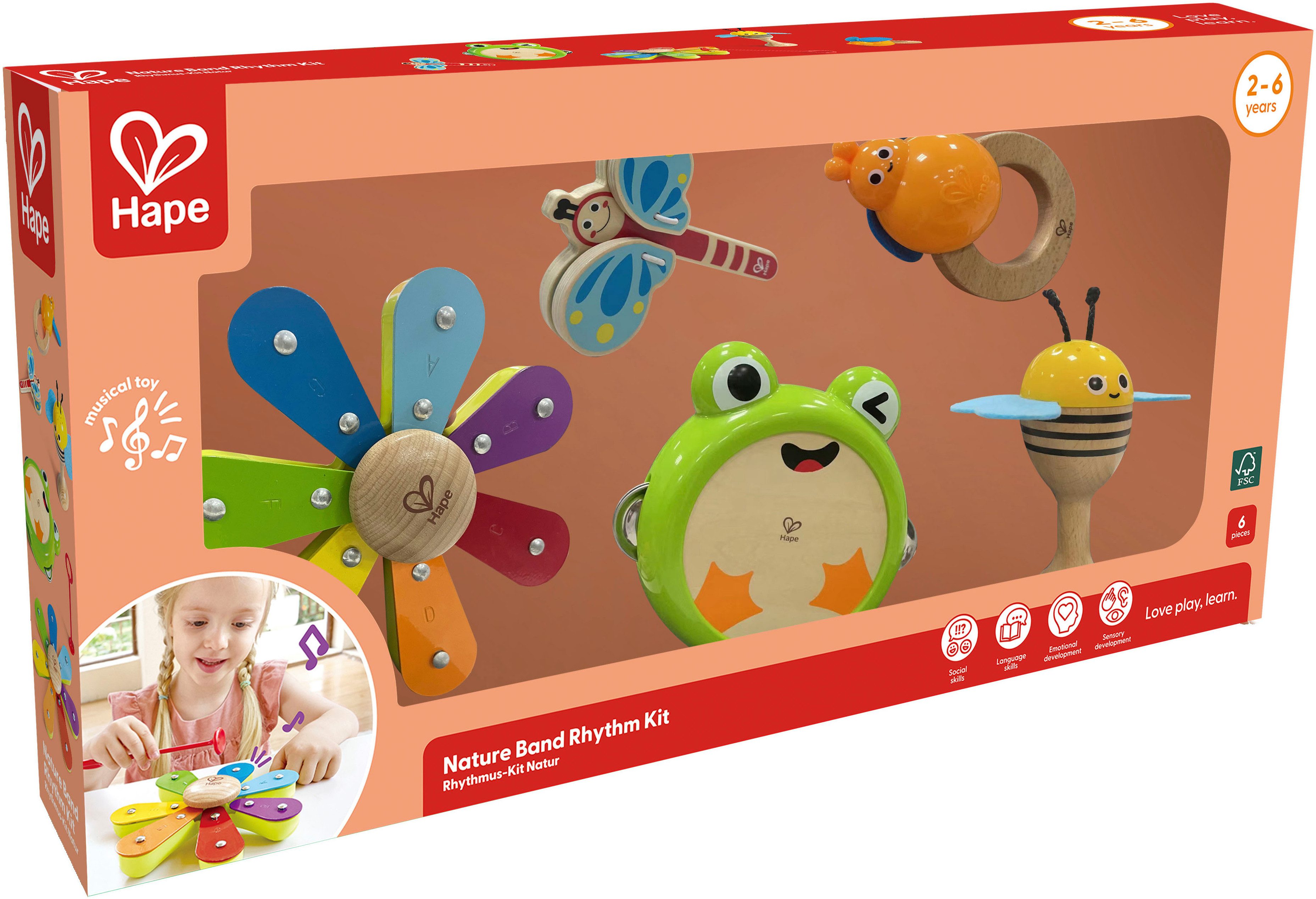 Hape Spielzeug-Musikinstrument Rhythmus-Kit Natur, (Set) günstig online kaufen