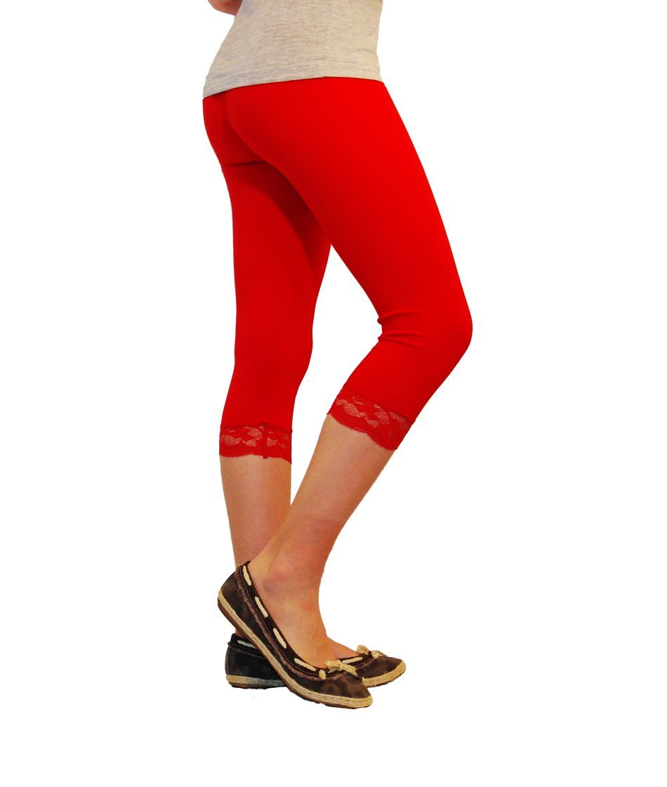 SYS Caprileggings Mädchen Kinder Leggings Leggins Capri 3/4 Spitze Hose kurz Baumwolle
