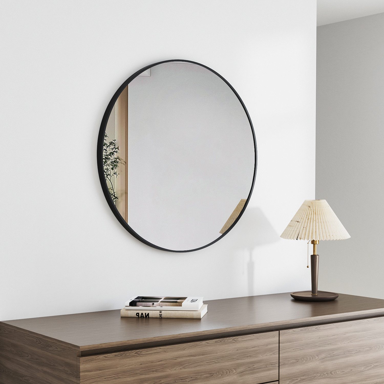 Boromal Dekospiegel Wandspiegel Schwarz Spiegel Rund Badspiegel Ø40/50/60/7 günstig online kaufen