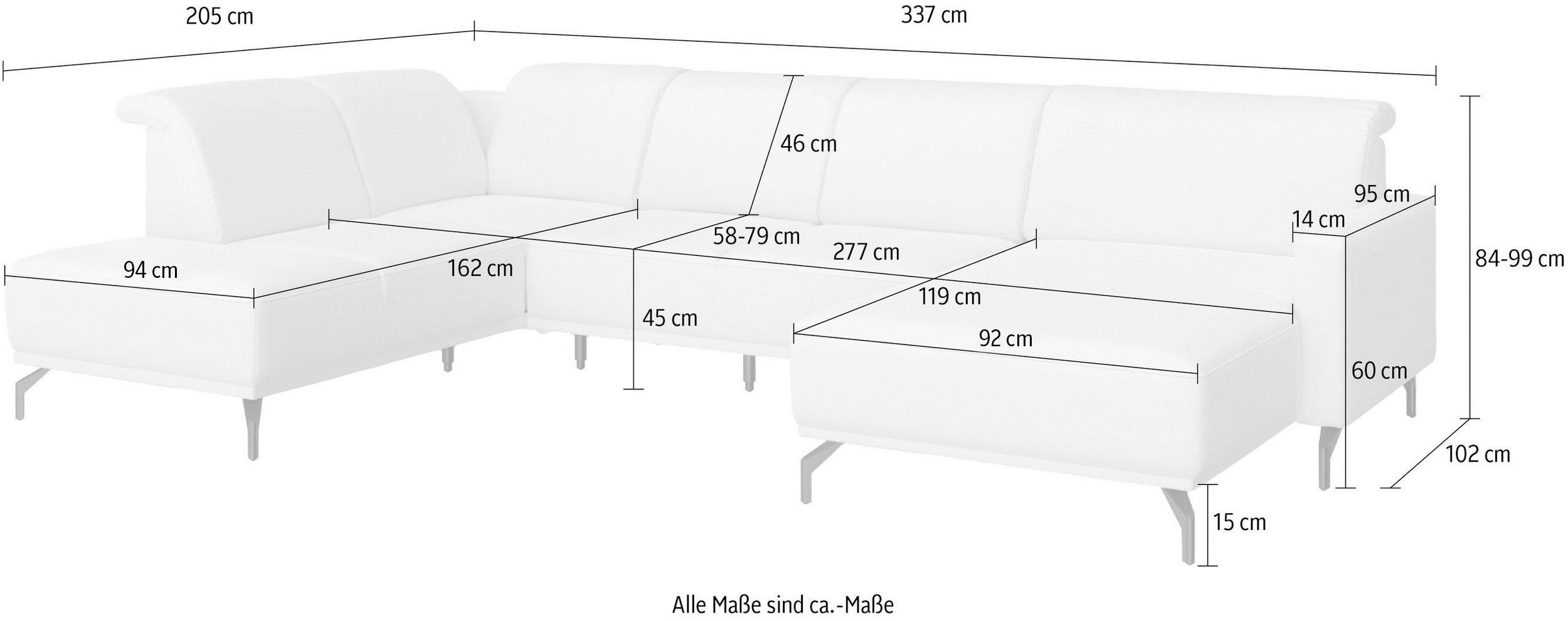 sit&more Wohnlandschaft Bailando, wahlweise Kopfteilverstellung mit motorisch Vorziehsitz, und