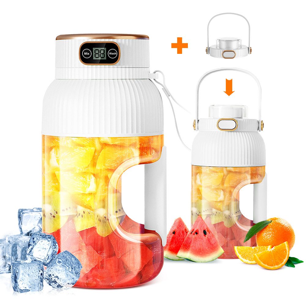 Fine Life Pro Standmixer Smoothie-Maker Portable, wiederaufladbar, 1200ml Standmixer, Weiß