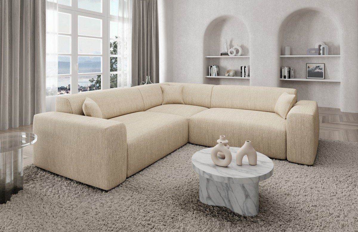 L Design Dreams beige02 Strukturstoff Ecksofa Stoff Stoffsofa, Mallorca Sofa Loungesofa Form Sofa