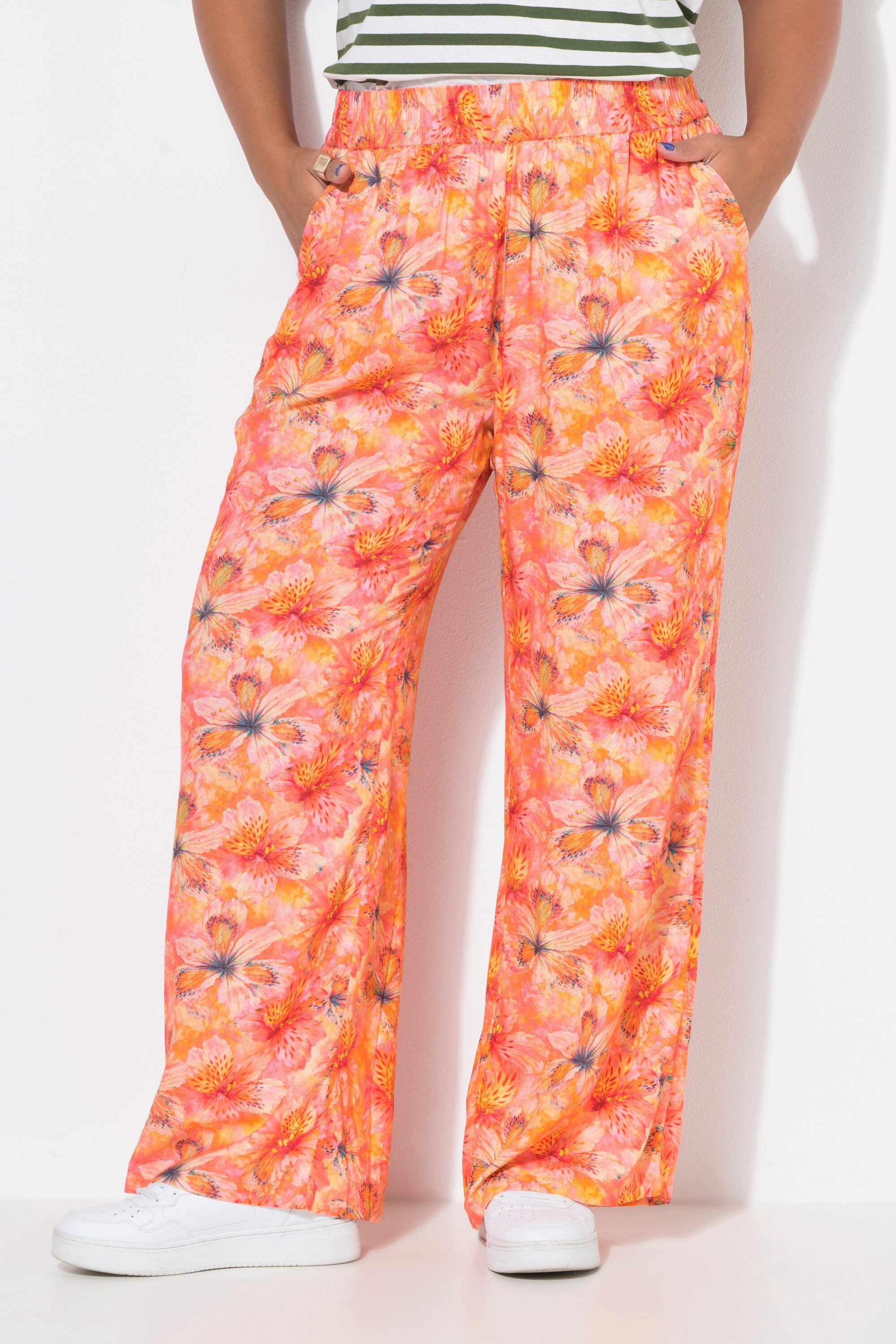 Studio Untold Schlupfhose Palazzohose Wide Legs Orchideen-Print