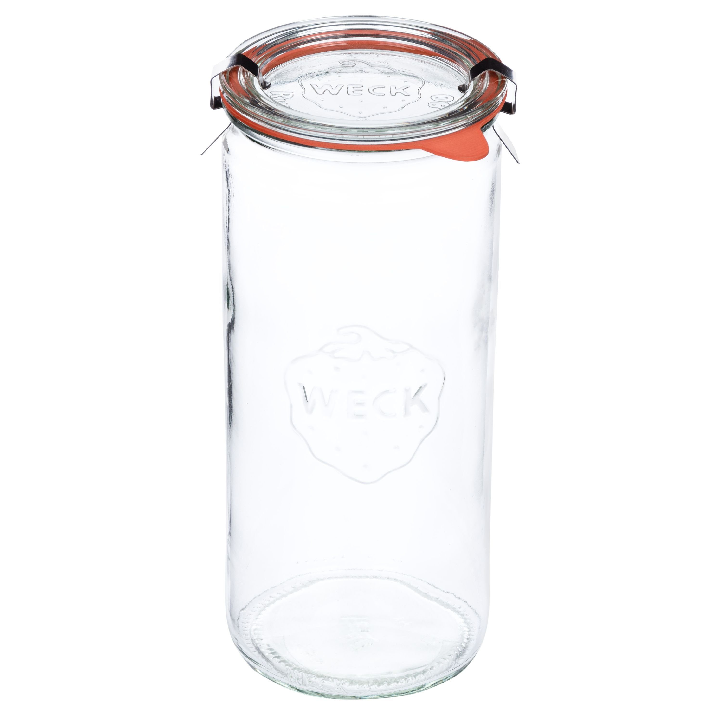 MamboCat Einmachglas 8er Zylinderglas Einkochringe Klammer, + Glas Gläser Weck 1040ml Deckel Set
