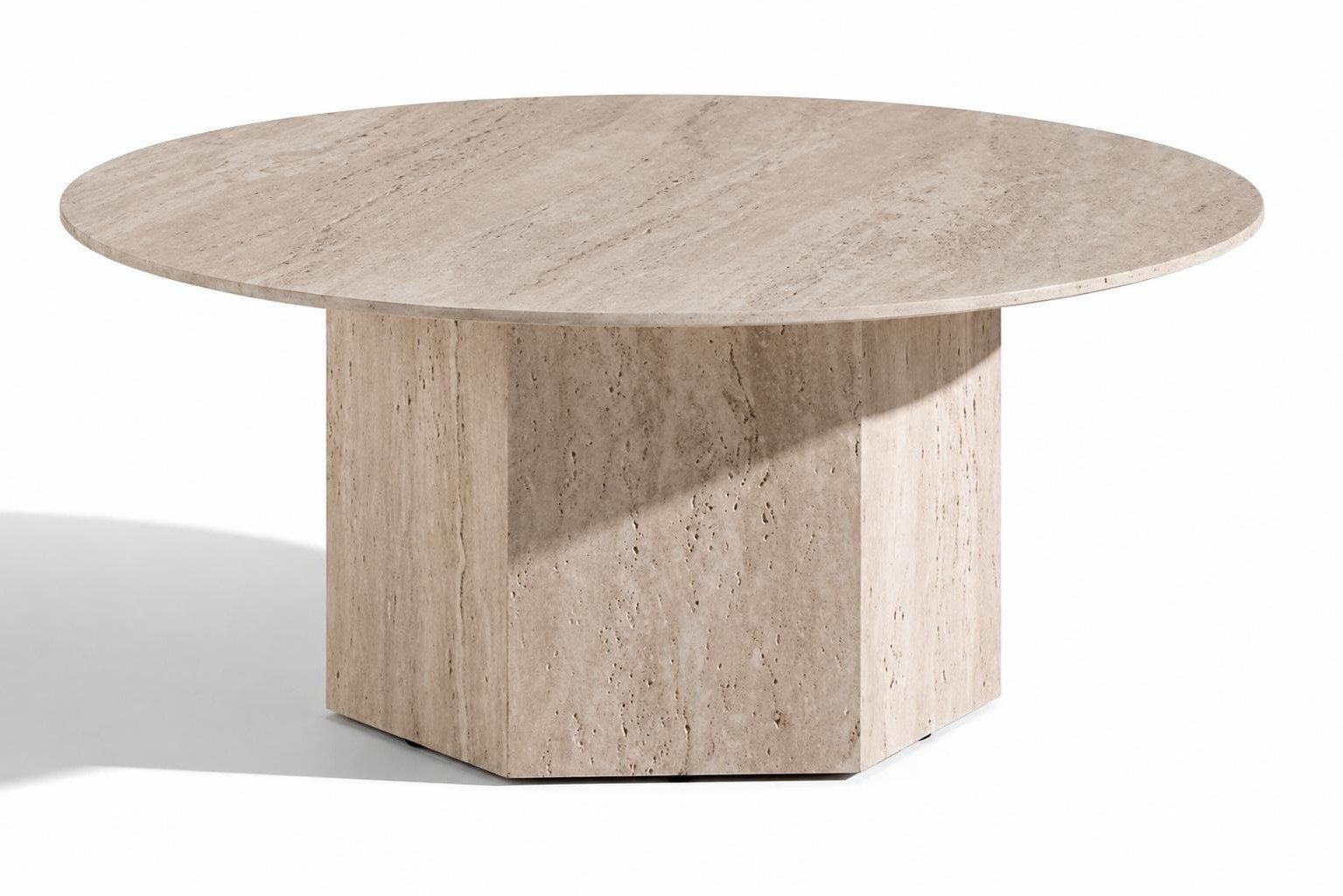 Xlmoebel Couchtisch Moderner runder Couchtisch aus Stein Travertin Design Wohnzimmertisch, Made in Europa