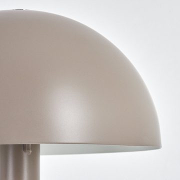 hofstein Tischleuchte moderne Nachttischlampe aus Metall in Grau/Weiß, ohne Leuchtmittel, runde Tischlampe, Ø 20 cm, Höhe 35 cm, mit An-/Ausschalter, 1 x E14
