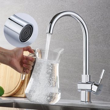 AuraLum pro Küchenarmatur 360° Drehung Wasserhahn Küche Edelstahl Spültischarmatur Mischbatterie