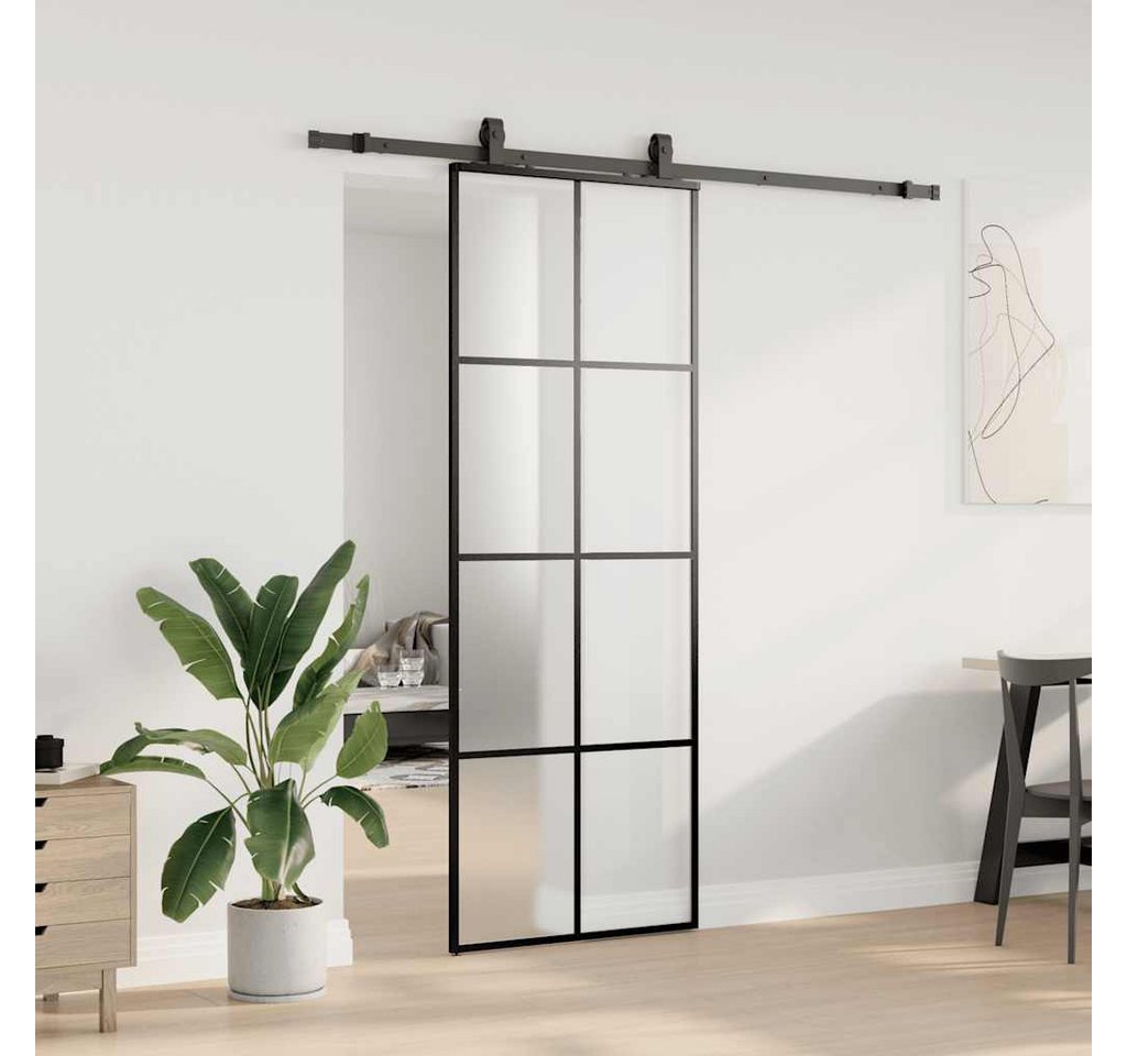 Thumbnail - vidaXL Schiebetür Schiebetür mit Beschlag Schwarz 76x205 cm ESG-Glas