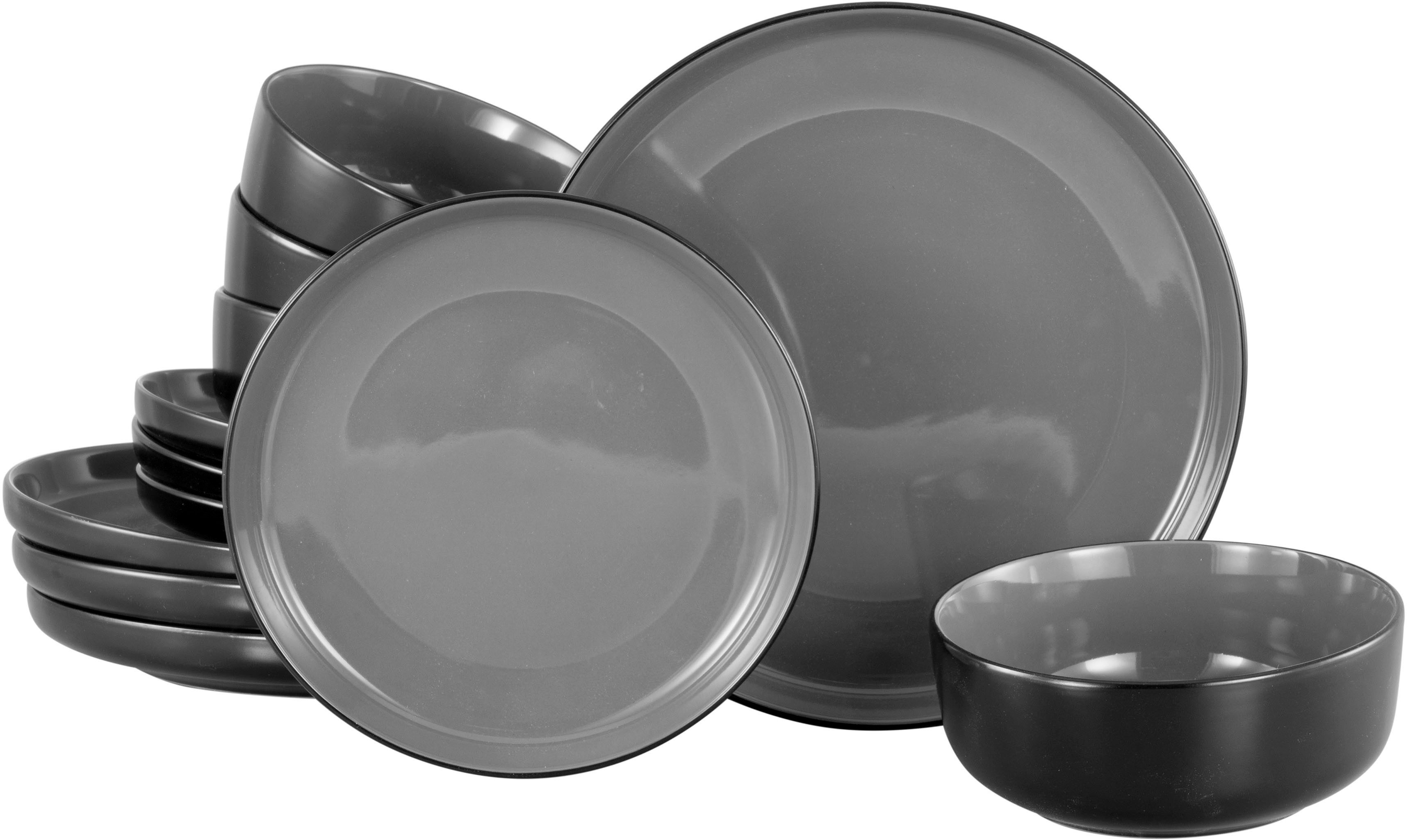 my home Столовый сервиз modernes Geschirr-Set, Service Östra Greda (12-tlg), 4 Personen, Steinzeug, hohe Haltbarkeit, spülmaschinengeeignet & mikrowellengeeignet