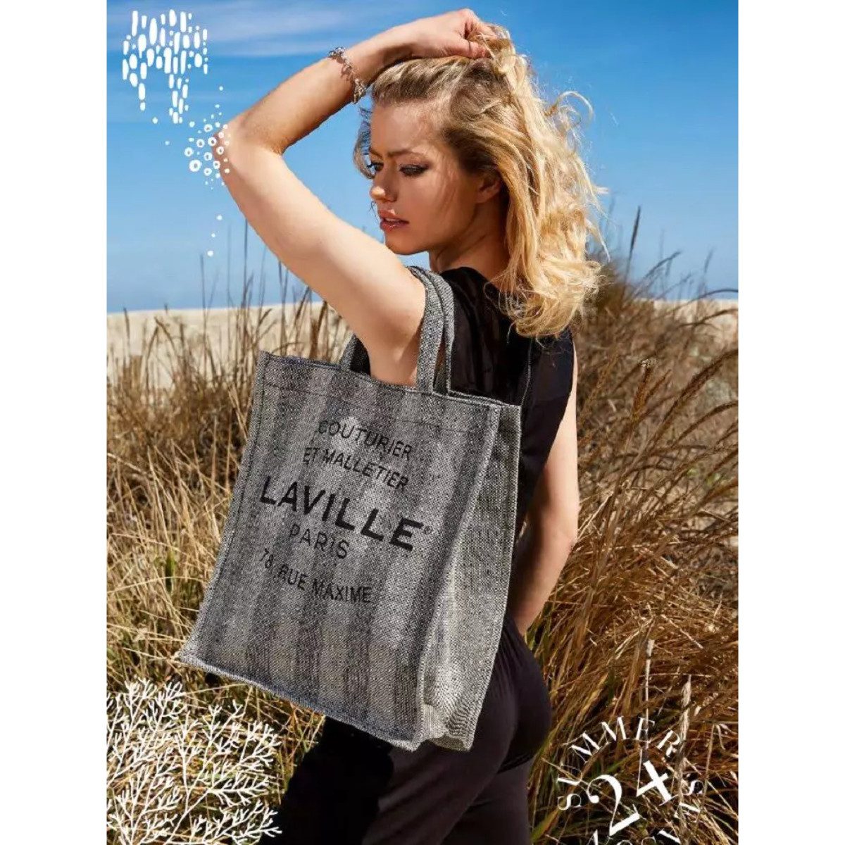 Laville Paris Strandtasche aus Jutefaser Baumwolle mit Magnetverschluss 40 × 40 × 12 cm (1-tlg) – Bild 3 von 4