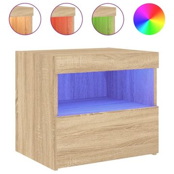 vidaXL Nachttisch Nachttisch mit LED-Leuchten Sonoma-Eiche 50x40x45 cm