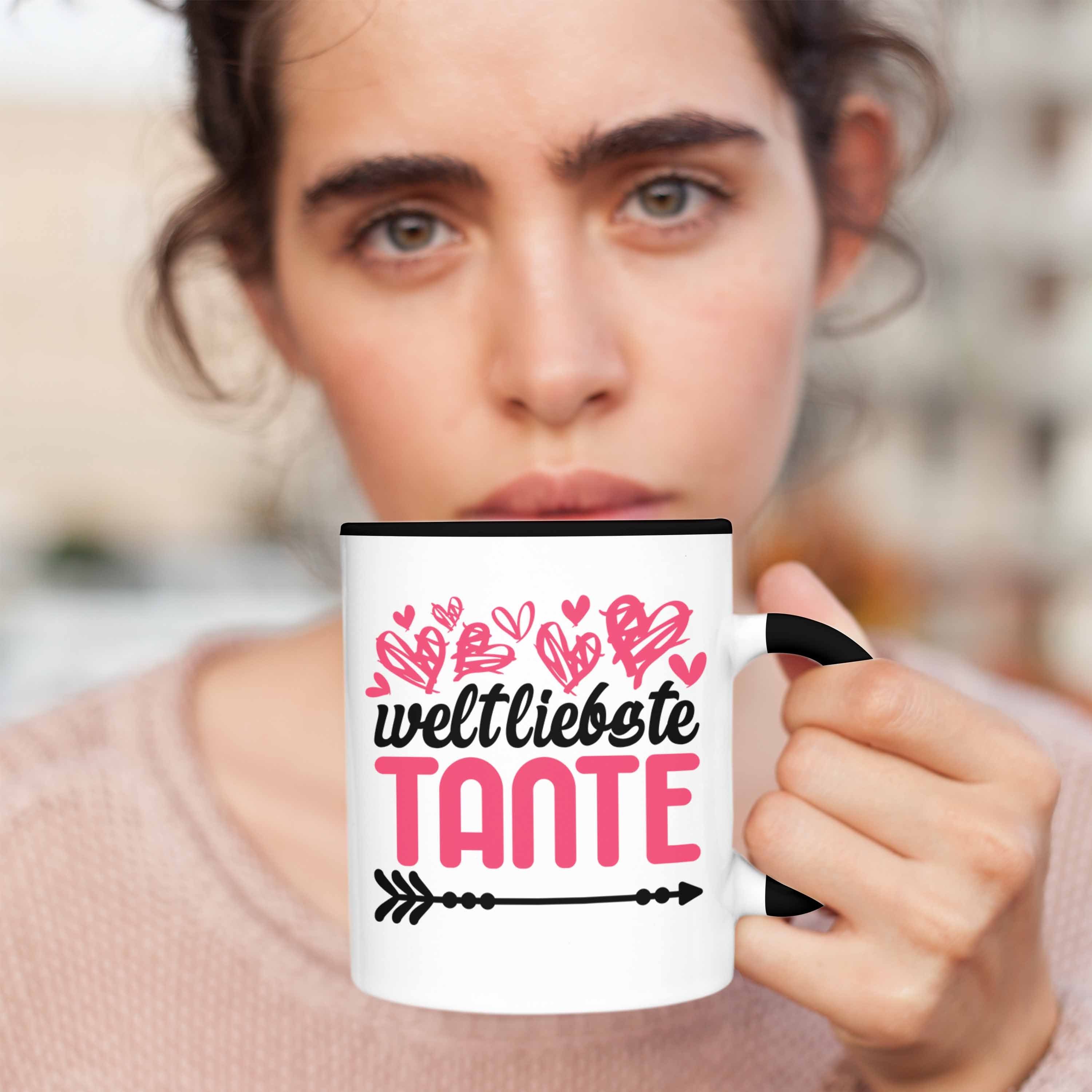 Trendation Weltliebste der - Beste mit Tante Tasse für Kaffeetasse Spruch Schwarz Trendation Tasse Welt Geschenk Tante