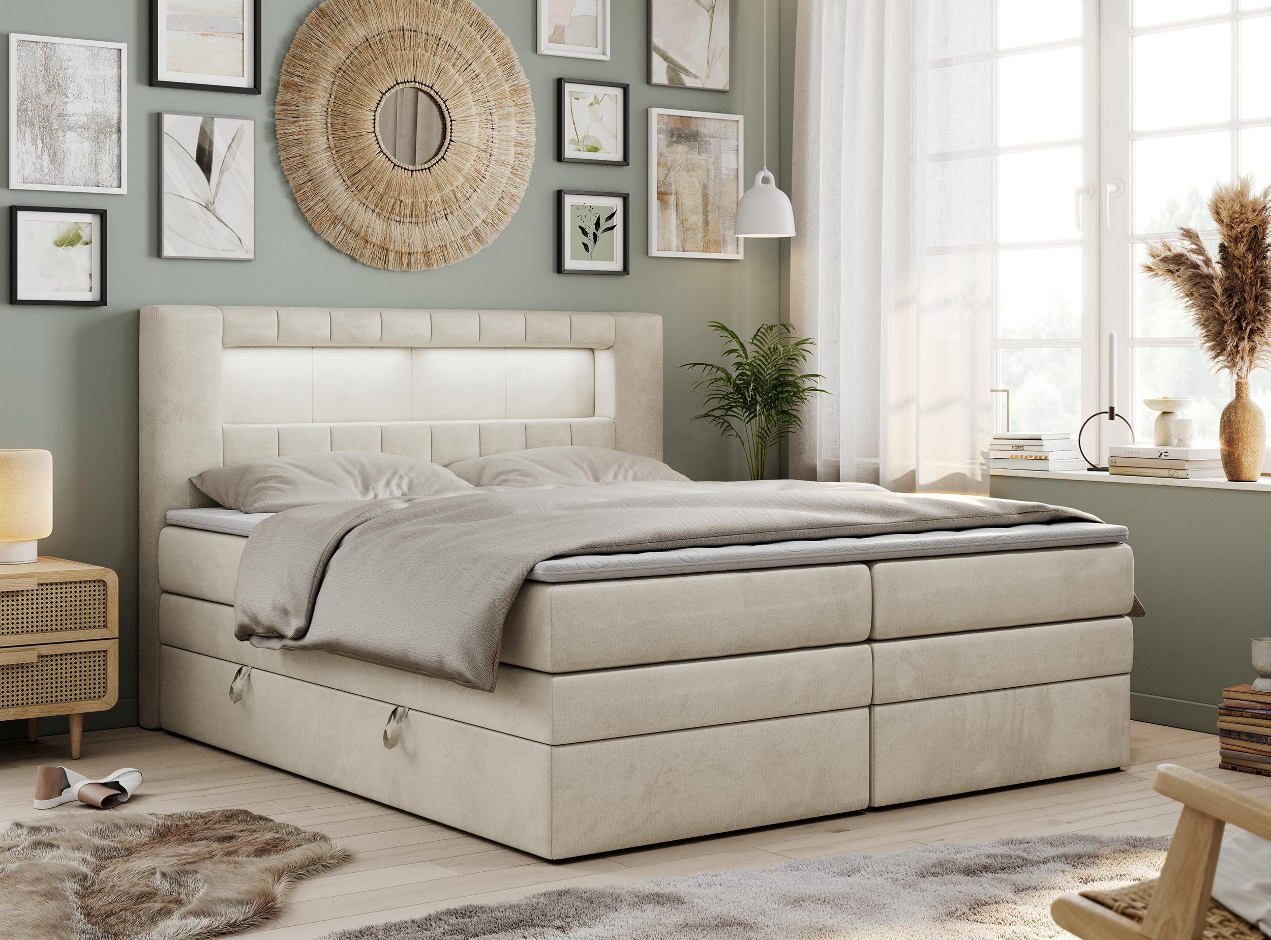 MKS MÖBEL Boxspringbett GOLD 5 KING (T30-Schaum, Topper T25, Doppelbett), P günstig online kaufen