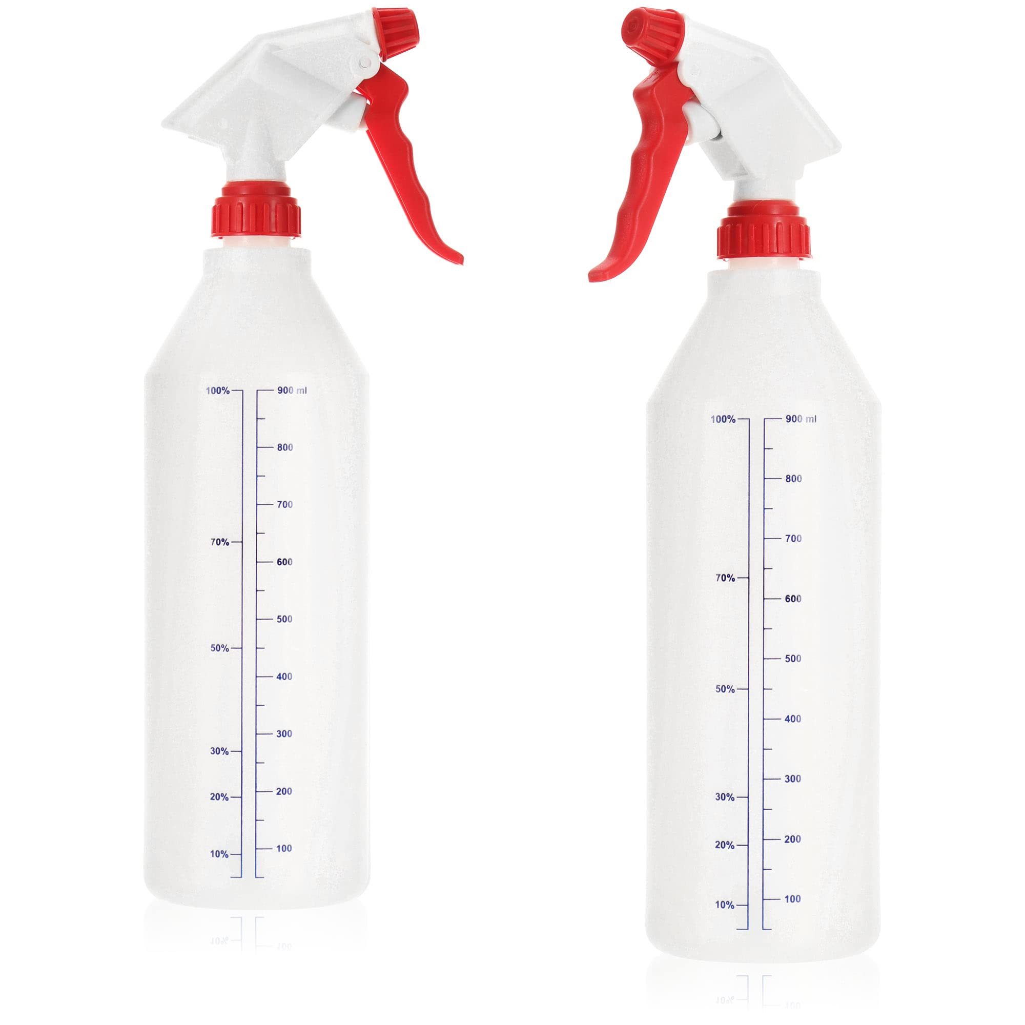 com-four Sprühflasche Sprühflasche mit Skala - Wasser-Pumpsprüher mit 28/400 Gewinde, (2-tlg), Zerstäuberflasche 900 ml mit verstellbarer Düse