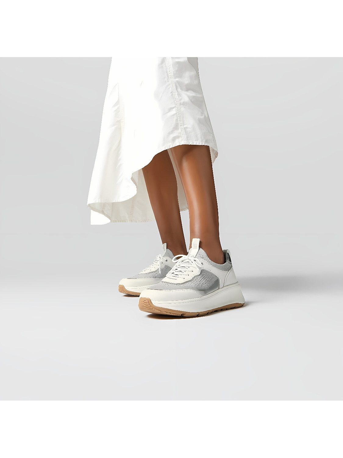 Fitflop F-Mode Suede/Knit Flatform Slip-ON Laced Sneakers Sneaker