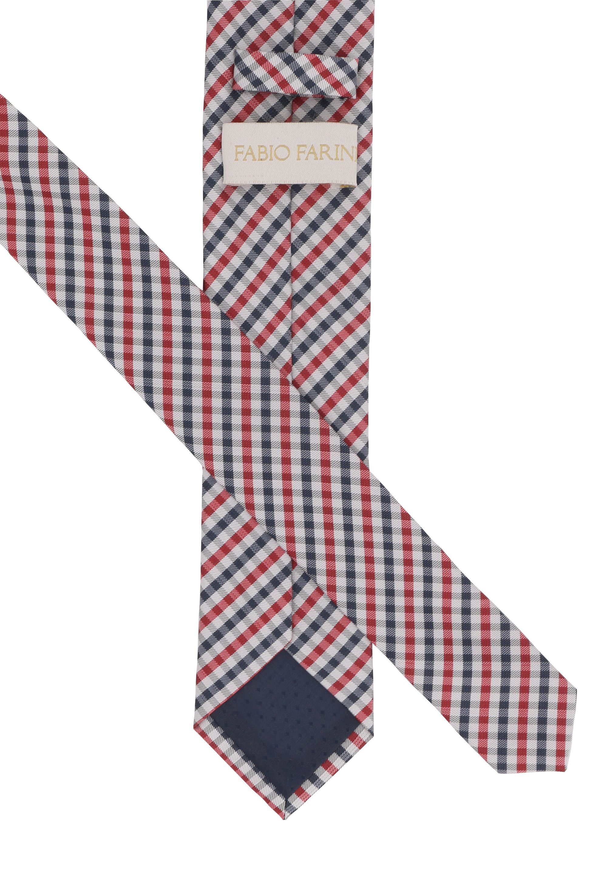 Krawatte Rot/Blau/Weiß Herren karierte Farini - Fabio (ohne Schlips Kariert) in 8cm Breit Krawatte Breite (8cm), Box, 6cm oder