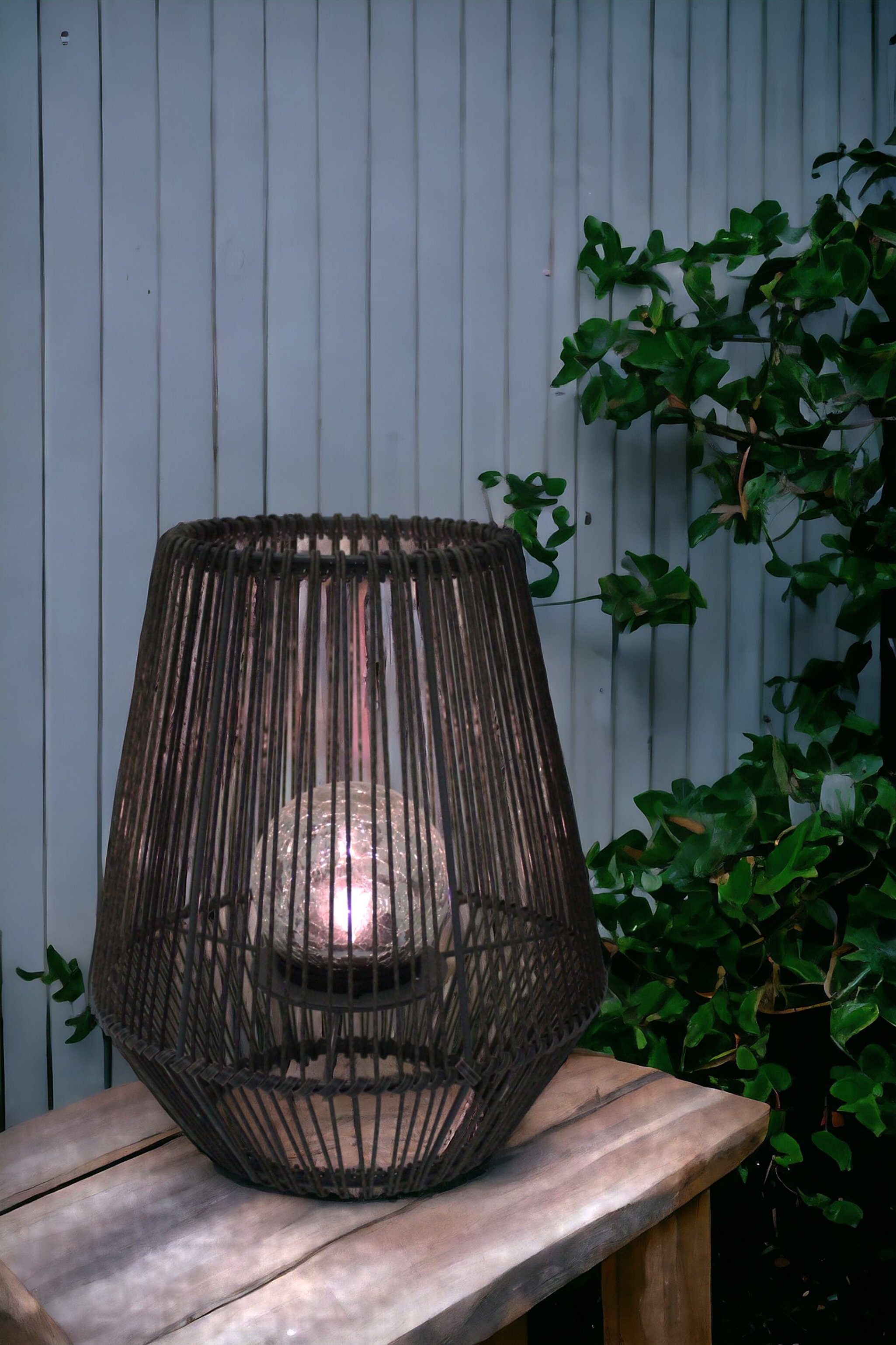 Arnusa LED Solarleuchte Solarlaterne Rattan 30cm Höhe mit LED Glaskugel Gar günstig online kaufen