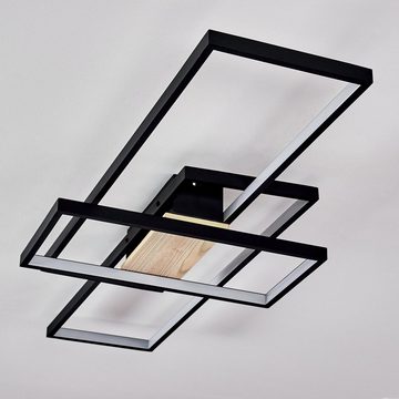 hofstein Deckenleuchte »Vajont« dimmbare Deckenlampe aus Metall/Holz in Schwarz/Braun, 3000 Kelvin, 3300 Lumen, moderne Leuchte, dimmbar über herkömmlichen Lichtschalter