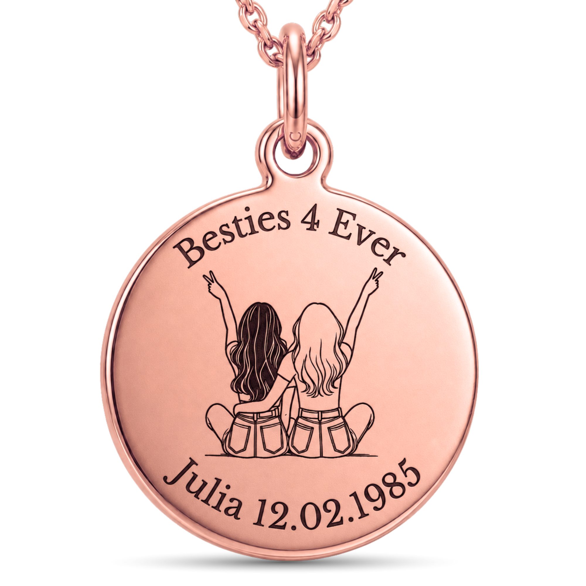 BS Schmuckdesign Kette mit Anhänger mit Gravur Personalisierte Haskette Damen beste Freundin Kette mit Motiv (inkl. Gravur), personalisiert inkl. Geschenkbox