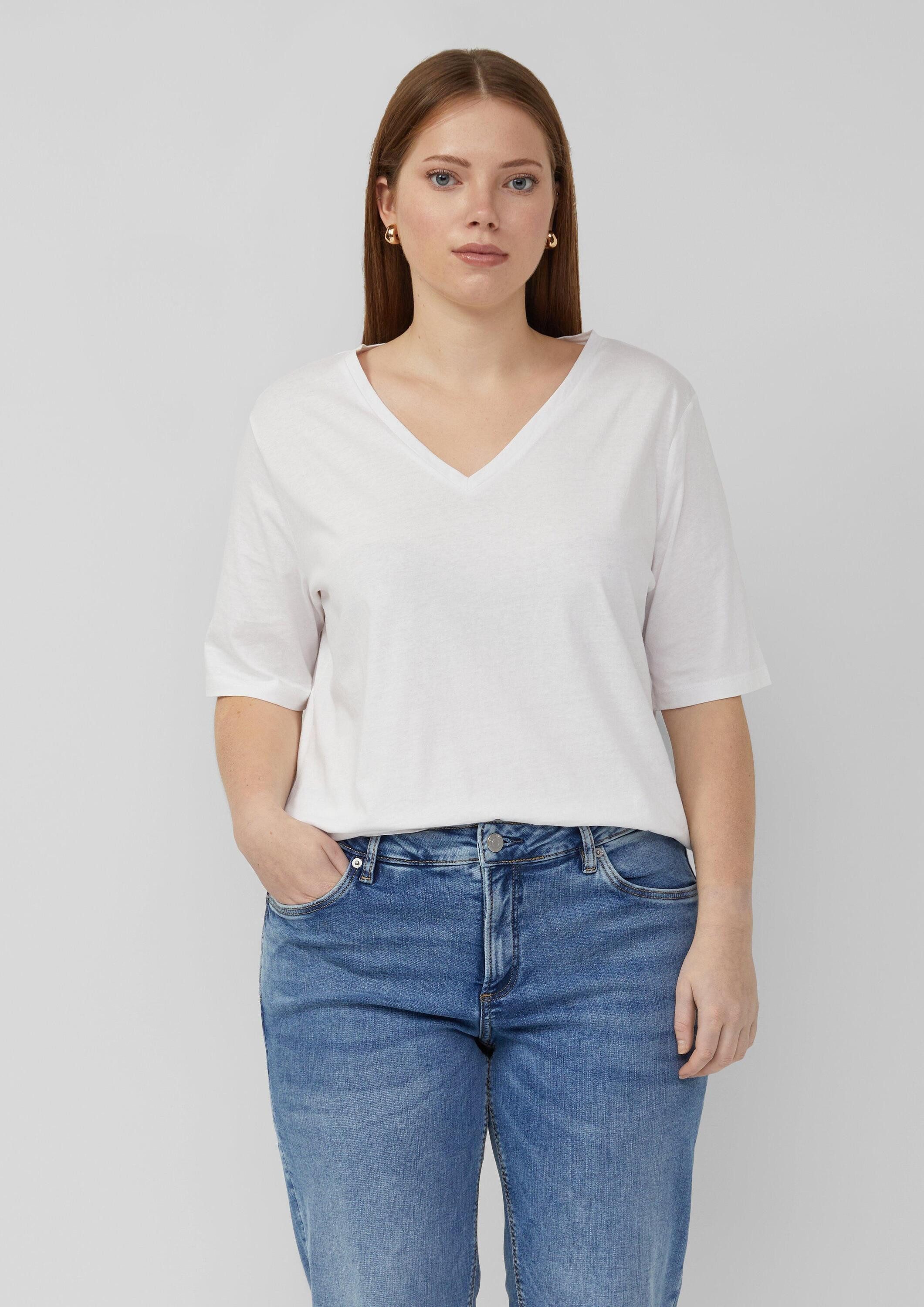 QS Kurzarmshirt T-Shirt Baumwollshirt günstig online kaufen