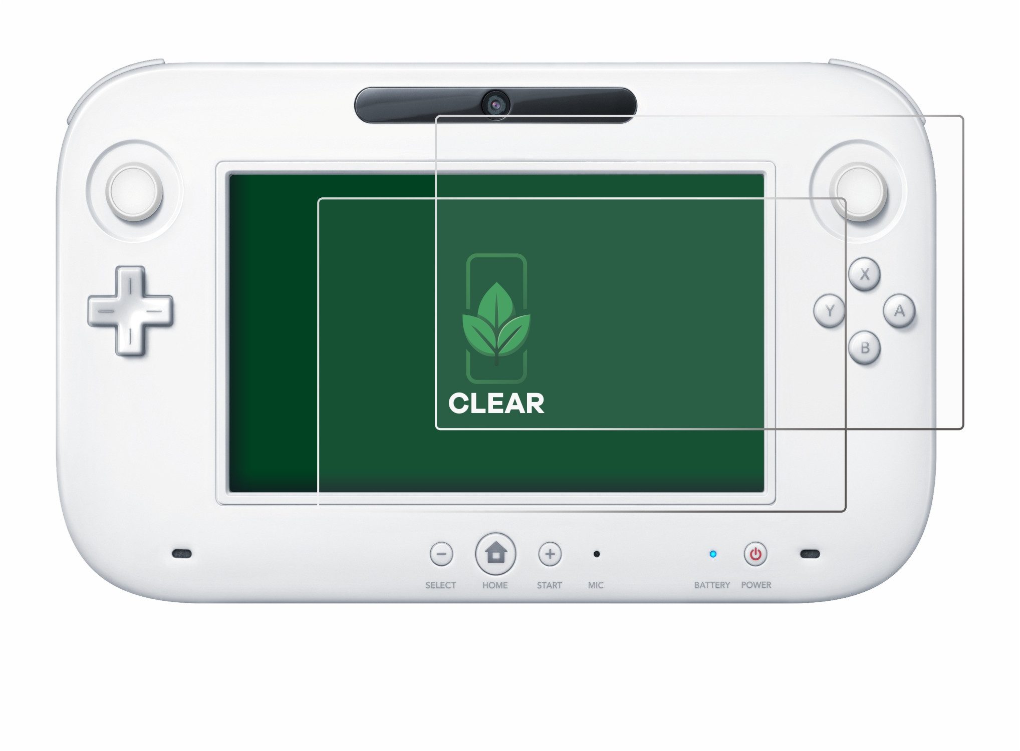 ScreenLeaf Displayschutzfolie Schutzfolie für Nintendo Wii U GamePad (Controller), 2 Stück, Displayschutz Schutz Folie Klar Transparent