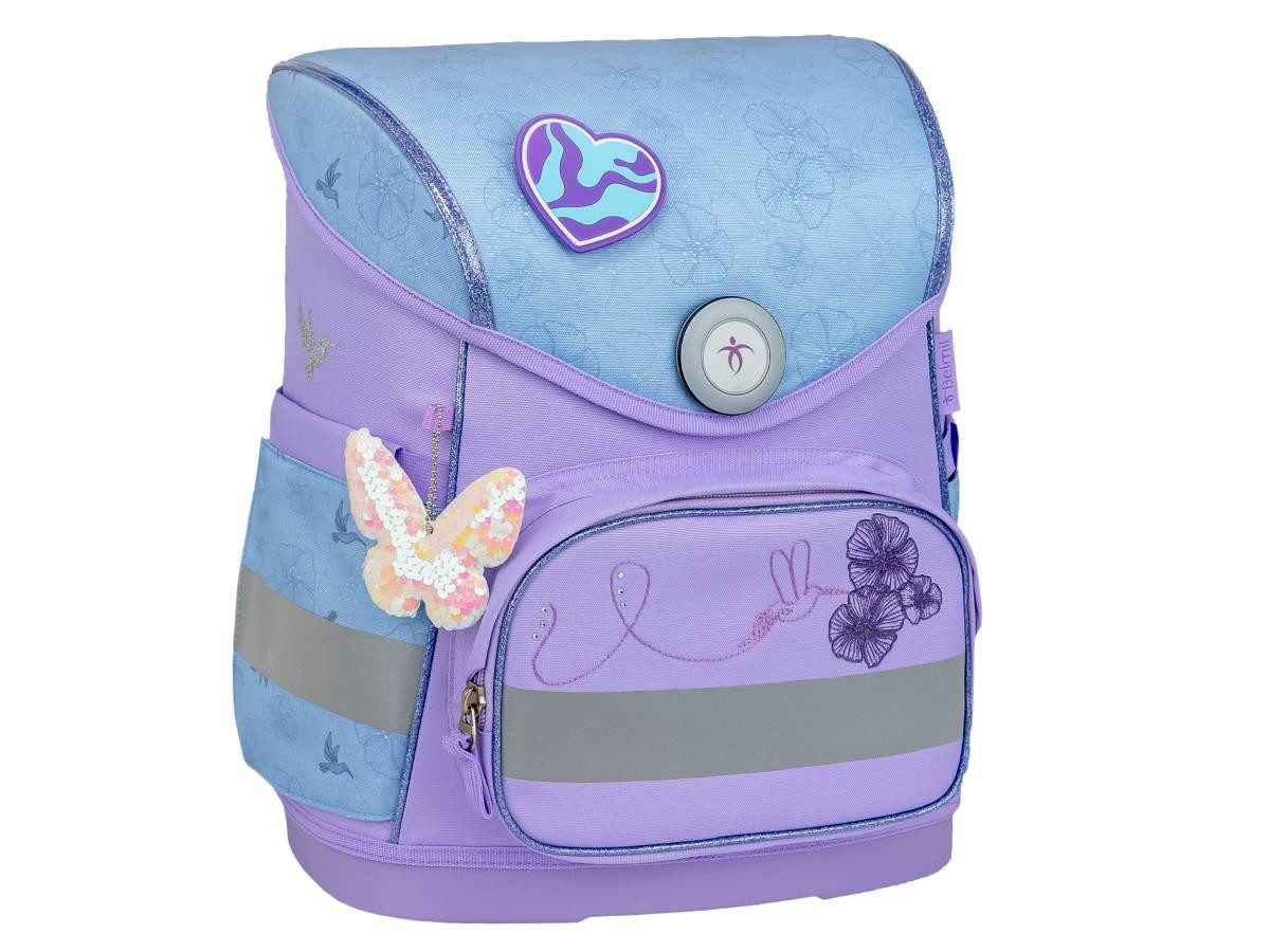 Belmil Schulranzen "Compact mit Patch" 2026 mit Magnetschloss 1. Klasse neue Designs (4-tlg), 19 Liter Volumen, Einschulung, Grundschule, Kolibri, für Mädchen