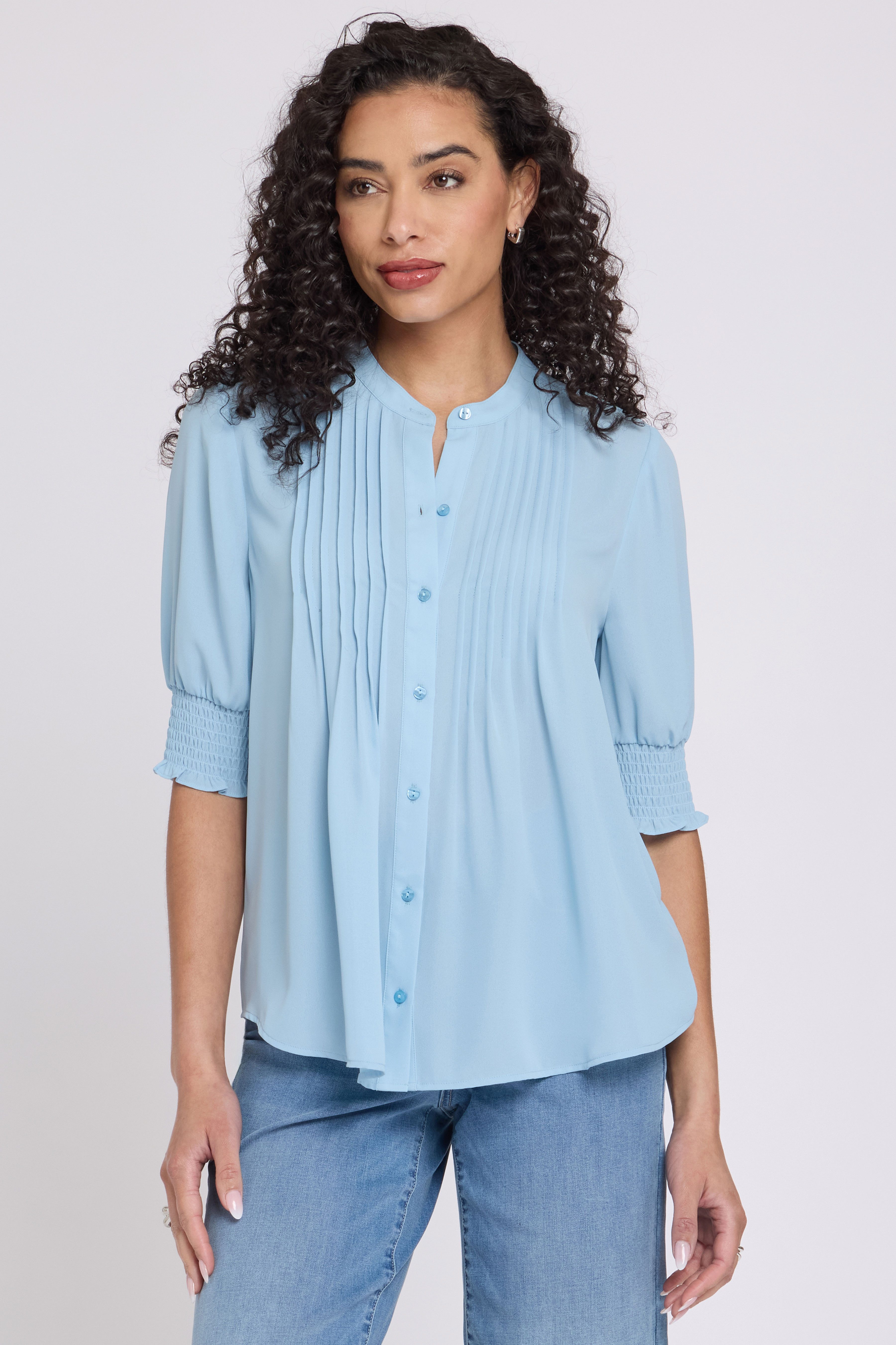 NYDJ Blusentop Pleated Kurze Sleeved Bluse