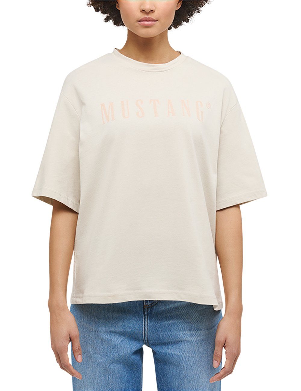 MUSTANG Kurzarmshirt T-Shirt Mustang T-Shirt beige