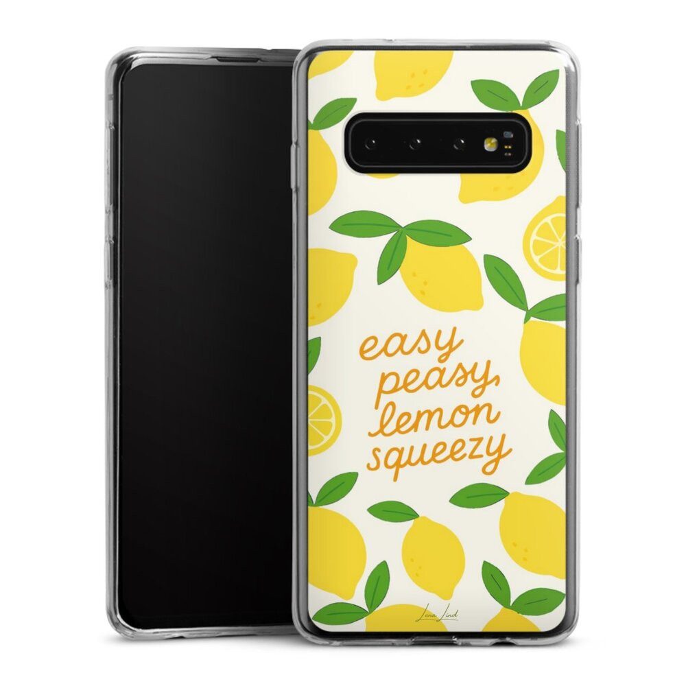 DeinDesign Handyhülle Zitrone Spruch Statement Easy Peasy Lemon Queezy, Samsung Galaxy S10 Slim Case Silikon Hülle Ultra Dünn Schutzhülle
