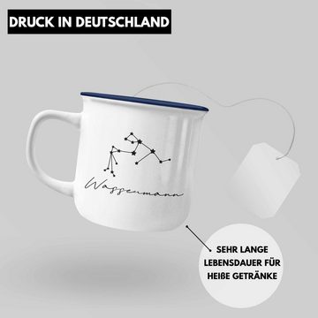 Trendation Thermotasse Trendation - Wassermann Sternzeichen Emaille Tasse Geschenk Horoskop Tierkreiszeichen