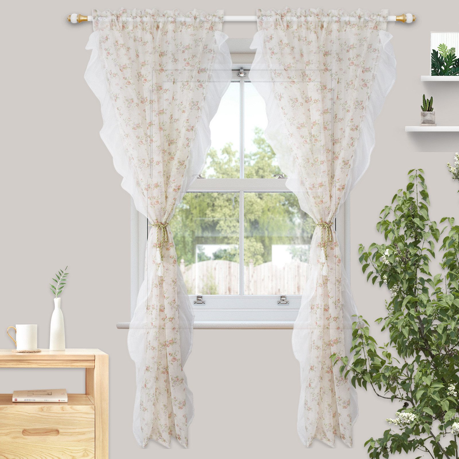 RWEUOQ Gardine Voile Weiß mit Kräuselband günstig online kaufen