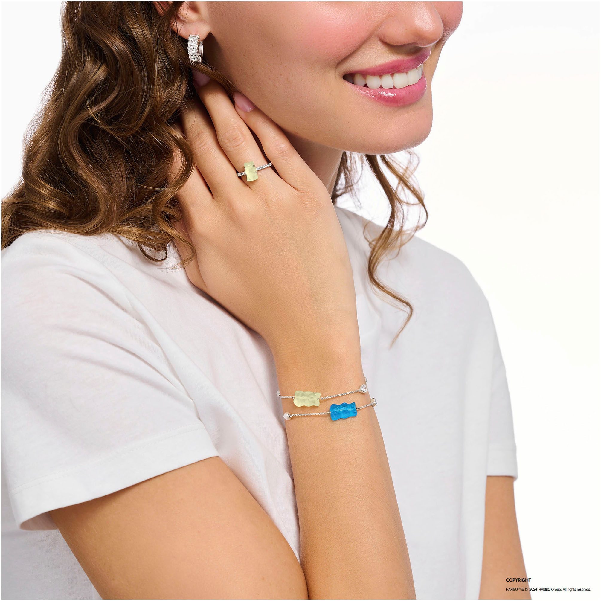THOMAS SABO Armband THOMAS SABO x HARIBO Schmuck: Armband mit Goldbär, mit Kristallglas, Zirkonia (synth) - mit Süßwasserzuchtperle