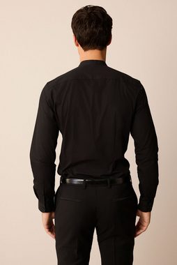 Next Langarmhemd Slim Fit Anzughemd mit Falten und Sportmanschetten (1-tlg)