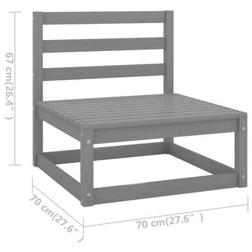 vidaXL Loungesofa 2-tlg. Garten-Lounge-Set mit Kissen Grau Kiefer Massivholz, 1 Teile