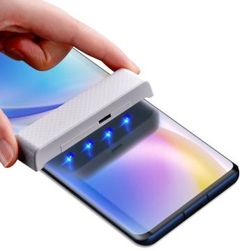 Protectorking Schutzfolie 1x 9H Hartglas für OnePlus 7 Pro FULL CURVED UV Liquid Schutzglas, (1-Stück), Displayschutzglas, Schutzglas Echtglas Tempered 9H Härte HD-KLAR