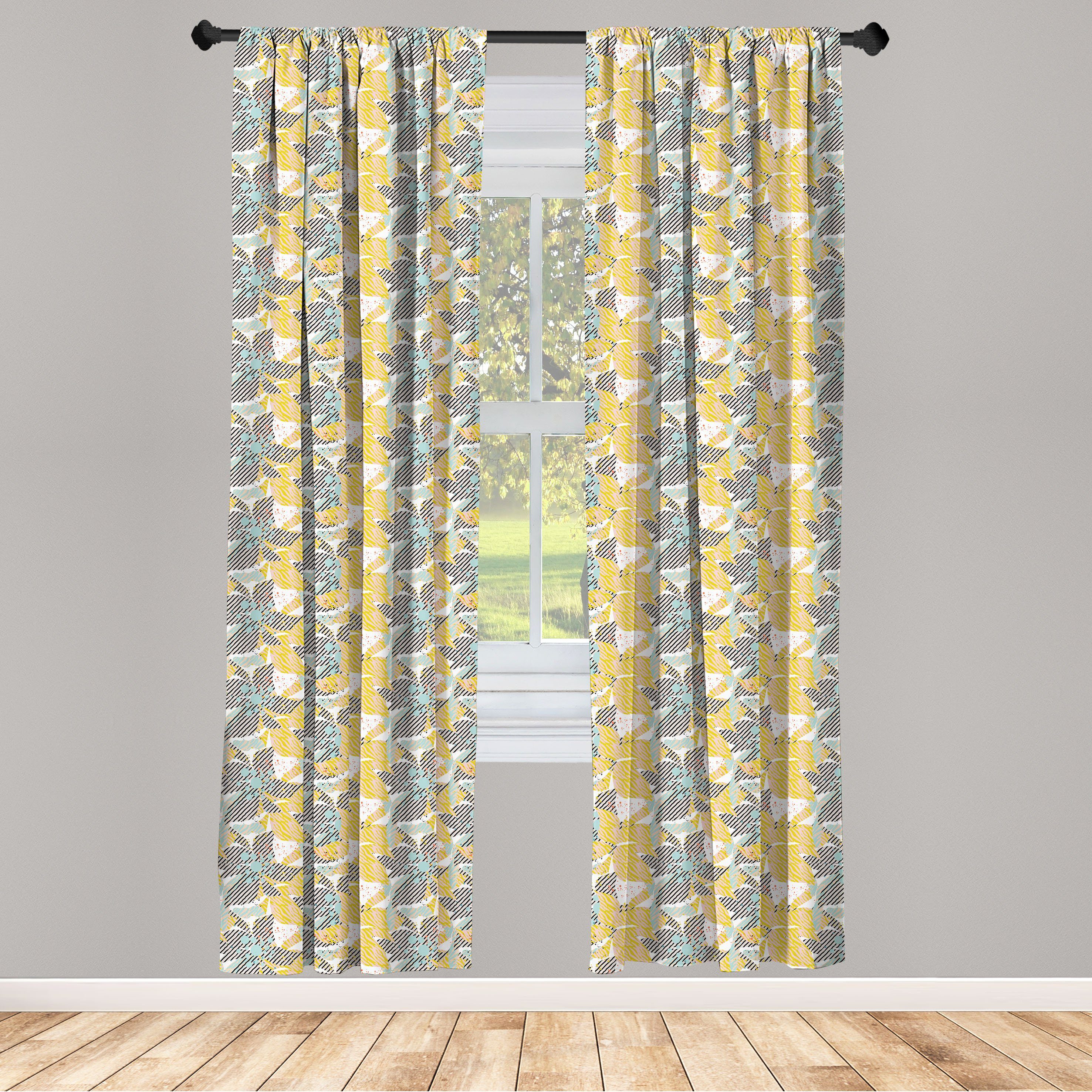 Abstrakte Gardine Microfaser, Wohnzimmer für Blumen Spritzer Abakuhaus, Senf Schlafzimmer Dekor, Vorhang