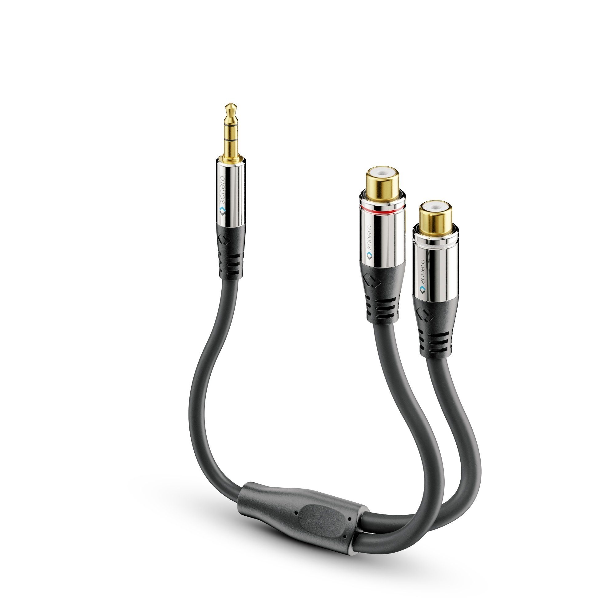 sonero sonero® Premium Audio Adapter, 0,20m, 3,5mm Klinke Stecker auf 2x Audio-Kabel