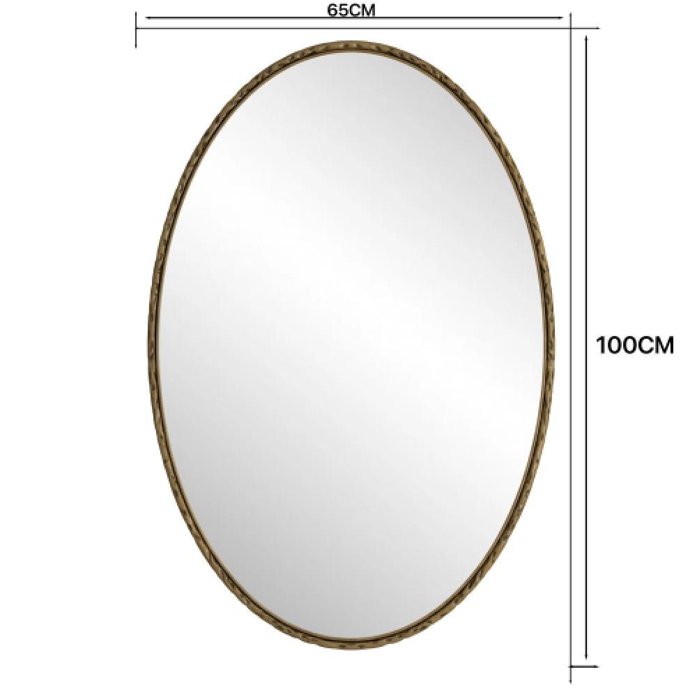 BBWL Badspiegel Ovaler Retro Wandspiegel aus Eisen, Antik-Look, Vintage, Badezimmerspiegel, Wohnzimmer, Schlafzimmer, 65x100cm, Glas, MDF – Bild 5 von 5
