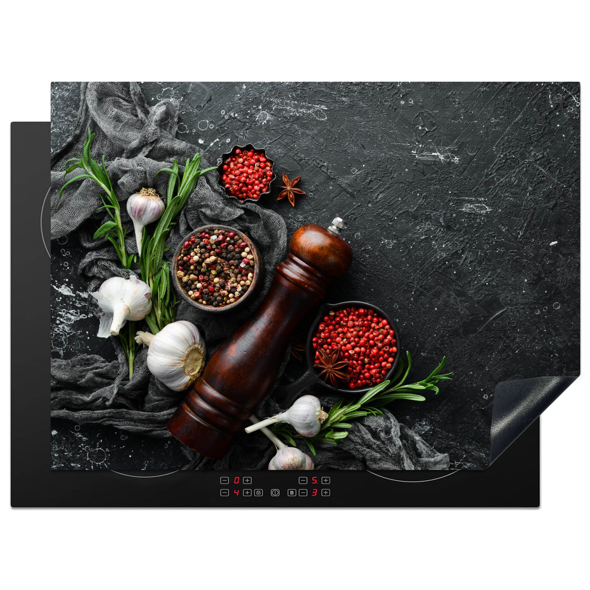 Herd-Abdeckplatte Kräuter - Paprika - Knoblauch - Beton