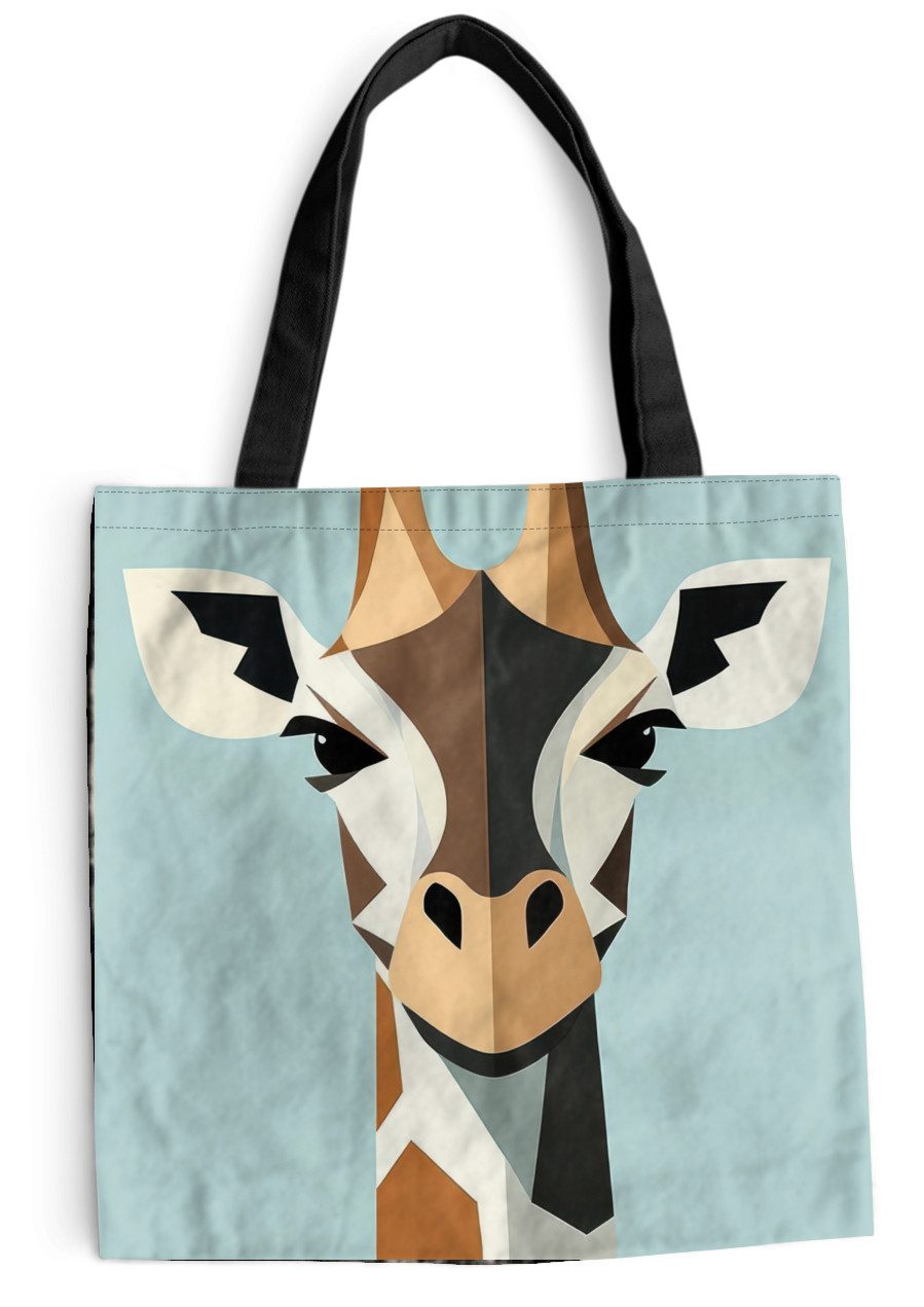 MuchoWow Shopper Giraffe - Illustration - Braun - Minimalistisch, Handtasche, Damen und Herren, Schultertasche, Umhängetasche, Tote Bag