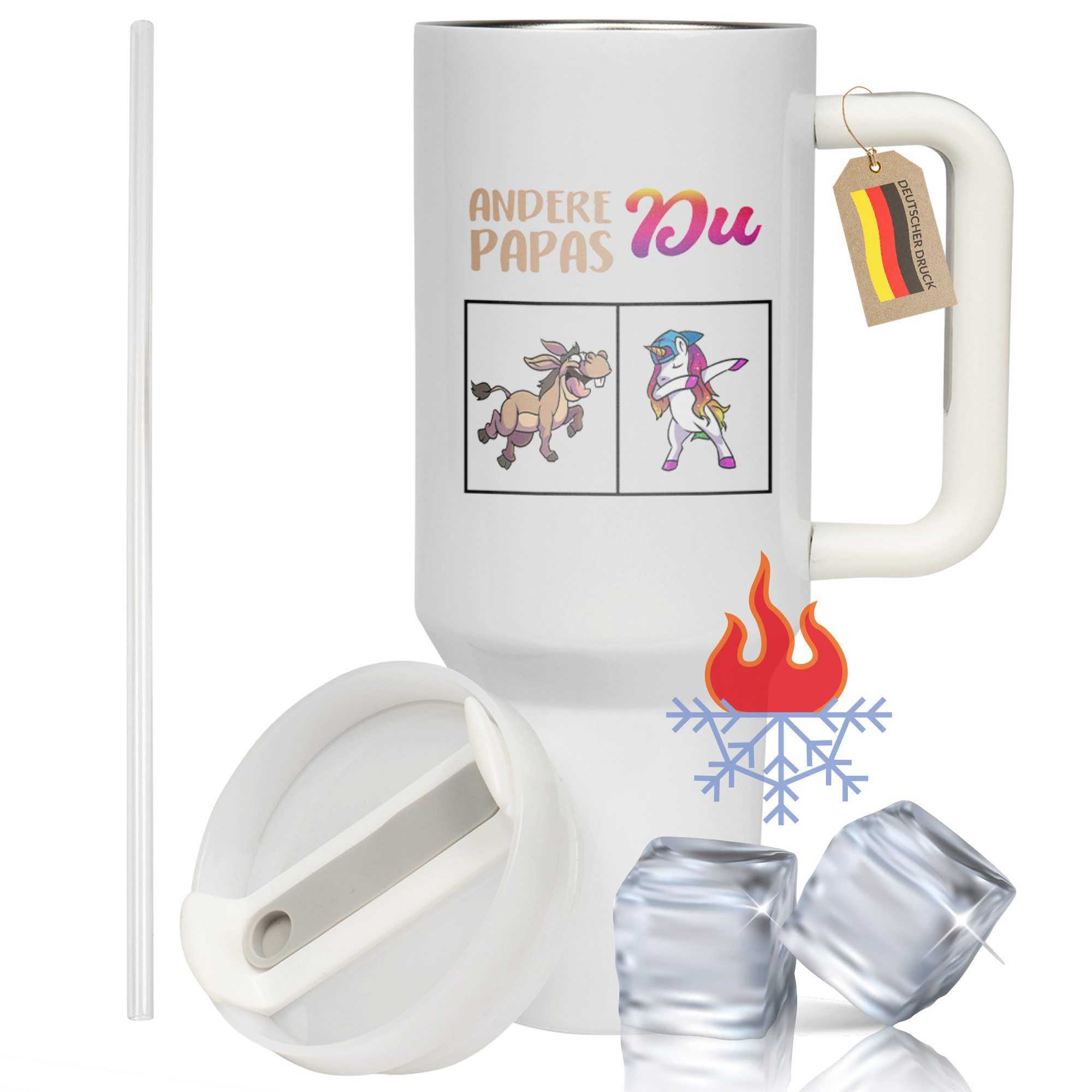 22Feels Thermobecher XXL Thermobecher Papa Väter Geschenk Vatertag Geburtstag Lustig, Edelstahl (Thermoisoliert), IN DEUTSCHLAND BEDRUCKT - Beidseitig Bedruckter To-Go Tumbler