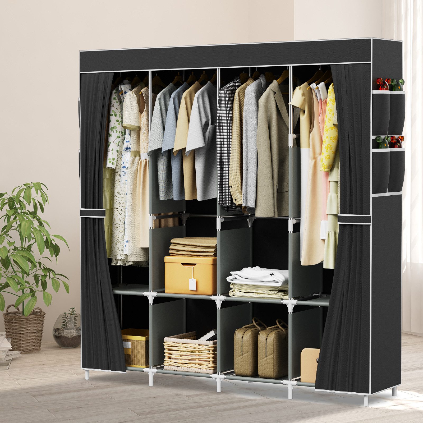 loefme Kleiderschrank Kleiderschrank Stoffschrank Stoffkleiderschrank Schla günstig online kaufen